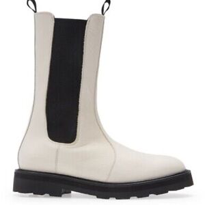 LITA BY CIARA Thrive Tall Chelsea Boot PLATFORM LEATHER OFF WHITE Sz 36/US6